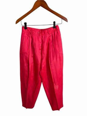 Liz Claiborne 100% Silk Bright Pink Straight-Leg Pants High-Rise 8